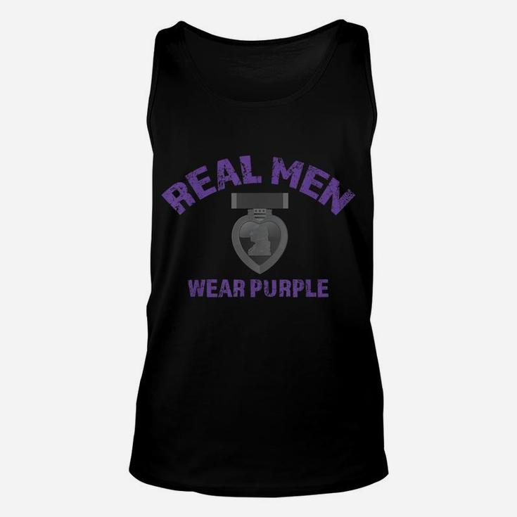 Real Men Wear Purple Shirt Wounded Veteran Purple Heart Tee Unisex Tank Top
