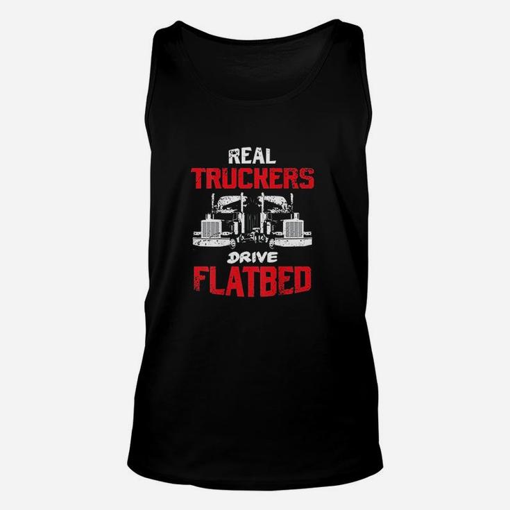 Real Truckers Drive Flatbed Semitrailer Truck Back Design Unisex Tank Top