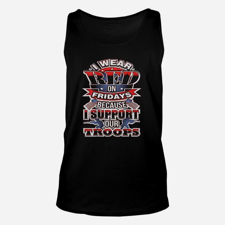 Red Friday  Design On Back I Support Our Troops Unisex Tank Top