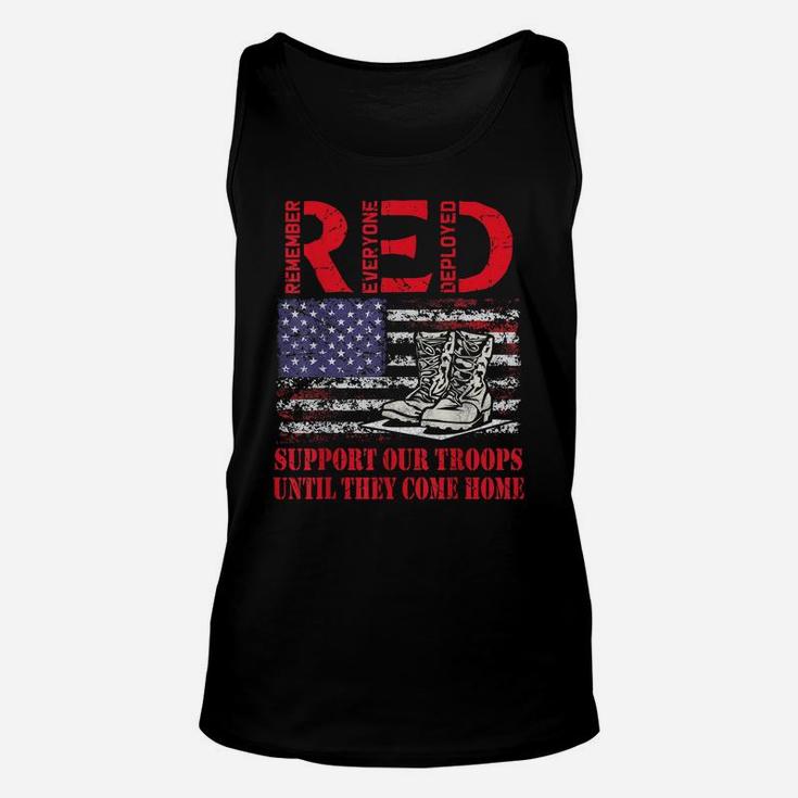 Red Friday Military Support Our Troops Us Flag Army Navy Unisex Tank Top