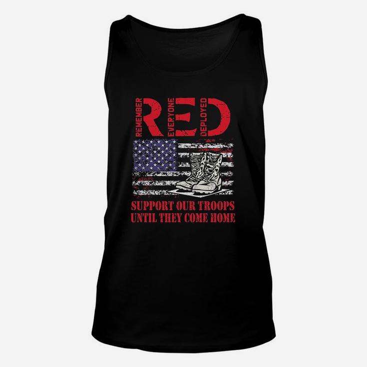 Red Friday Military Support Our Troops Us Flag Army Navy Unisex Tank Top