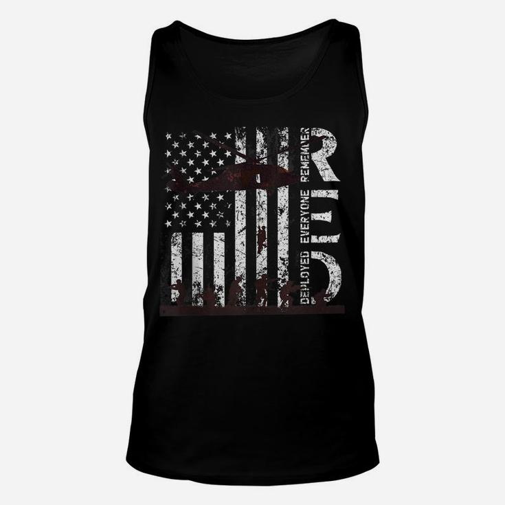 Red Friday Remember Everyone Deployed Us Flag Army Veterans Unisex Tank Top