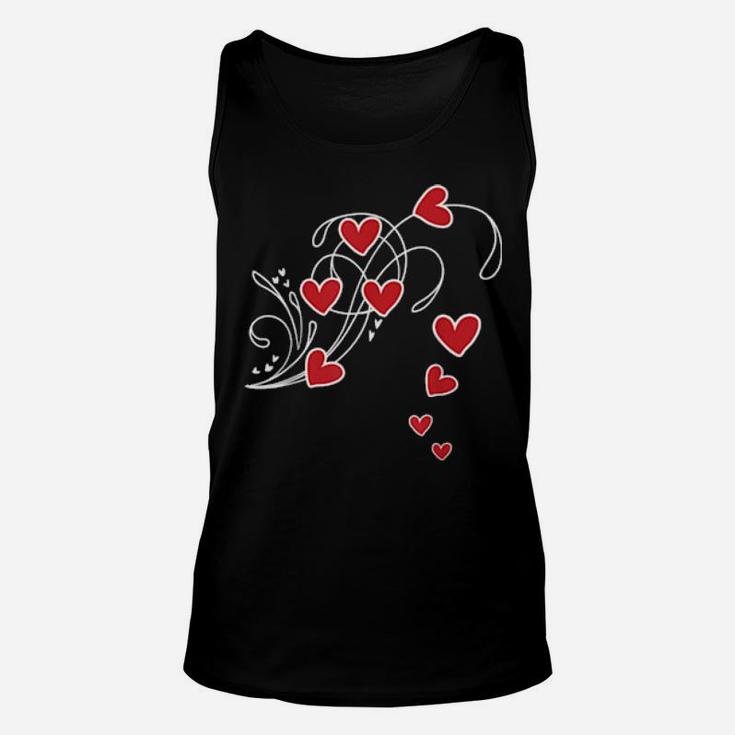 Red Hearts In Flower Shape For Romantics Unisex Tank Top