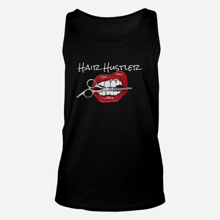 Red Lips With Hairdresser Scissors Cool Hair Unisex Tank Top
