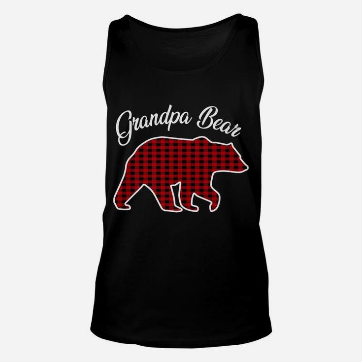 Red Plaid Grandpa Bear Matching Christmas Pajama Family Unisex Tank Top