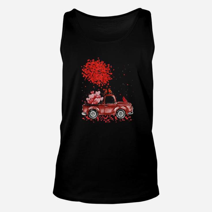Red Truck Happy Valentines Day Cute Couple Matching Unisex Tank Top