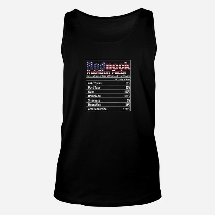 Redneck Nutrition Facts 4Th Of July Country Funny Unisex Tank Top