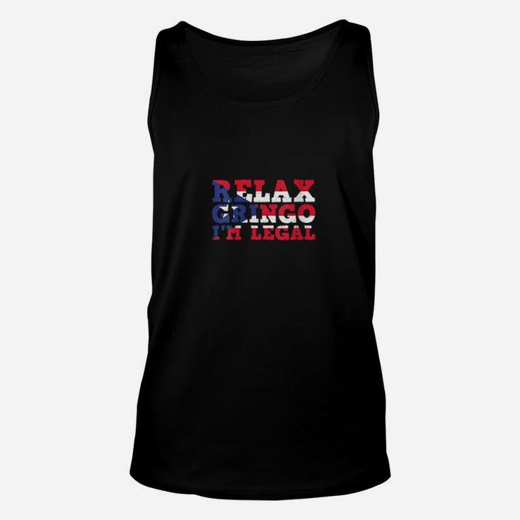 Relax Gringo I'm Legal Distressed Proud Puerto Rican Unisex Tank Top