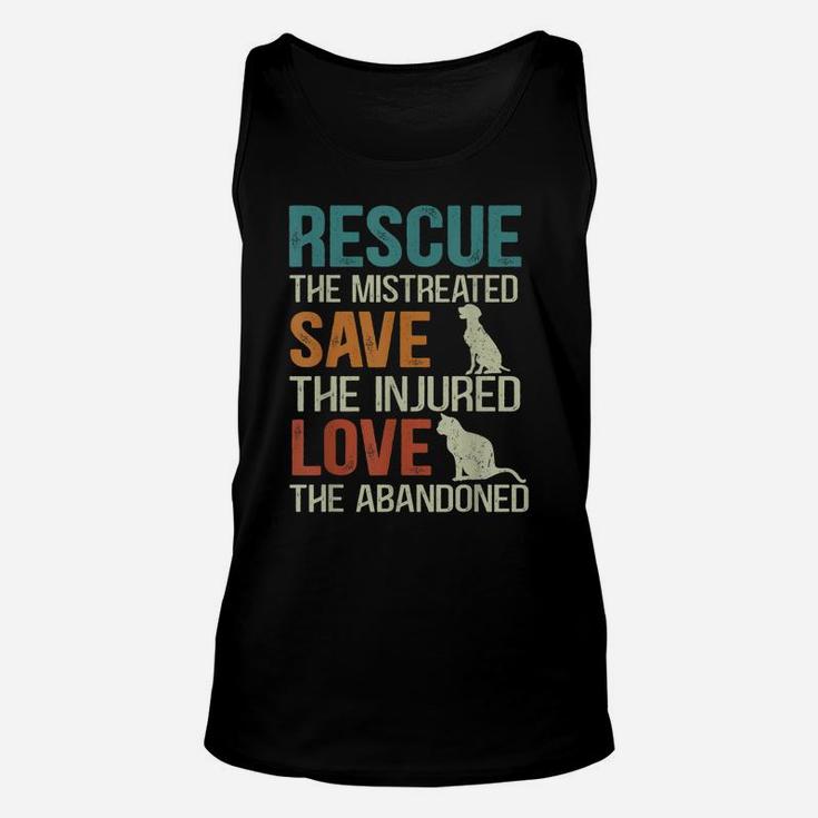 Rescue Save Love Cute Animal Rescue Dog Cat Lovers Tees Unisex Tank Top