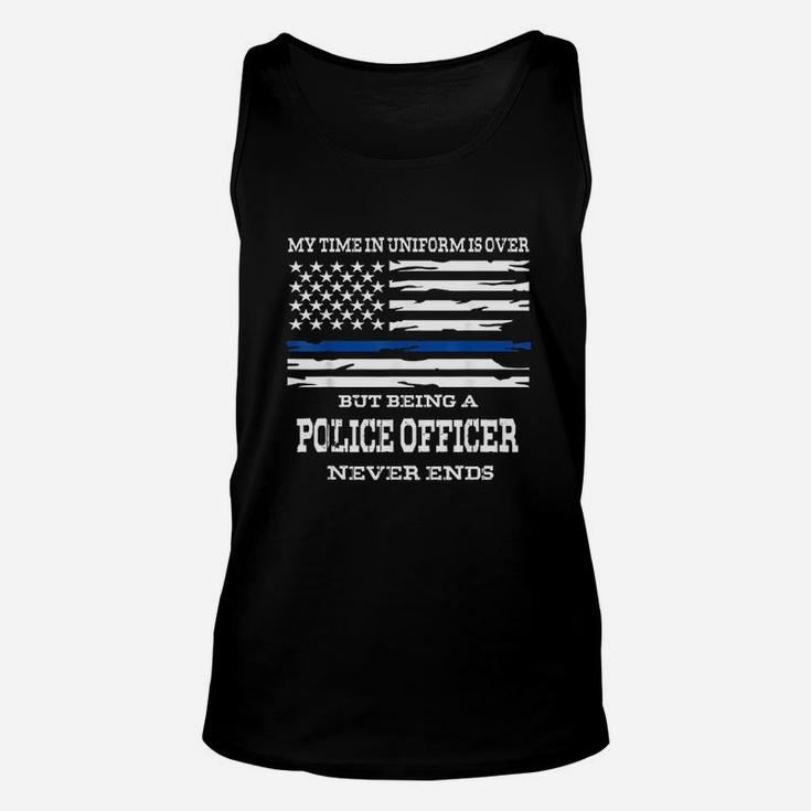Retired Police Officer Us Flag Thin Blue Line Gift Unisex Tank Top