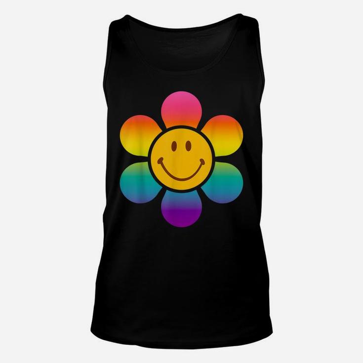 Retro 70S Costume For Women Hippie Flower Smily Face Rainbow Unisex Tank Top