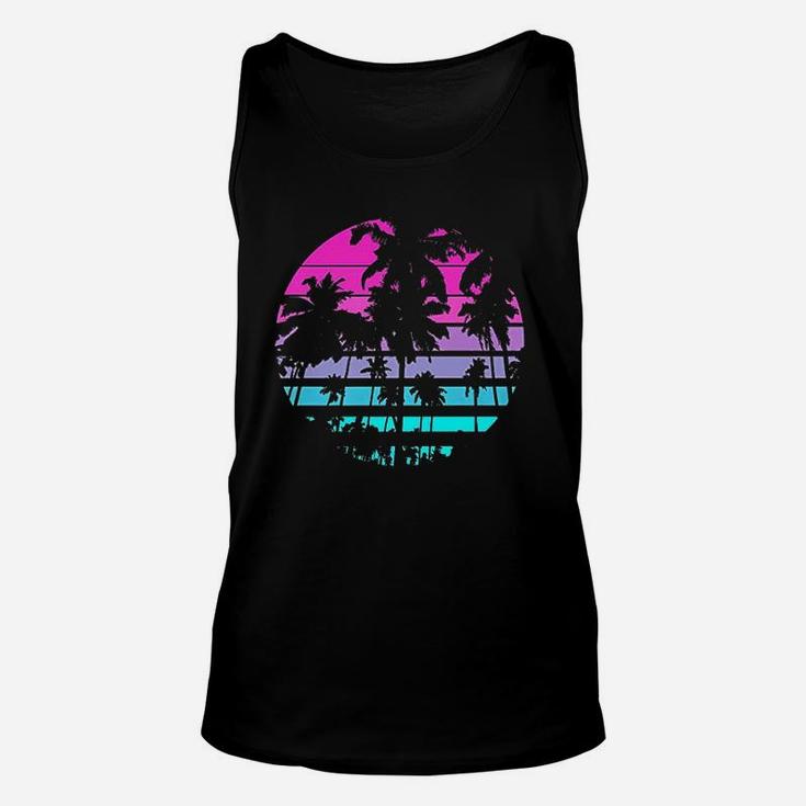 Retro Eighties 80S And 90S Beach Style Design With Palm Trees Unisex Tank Top