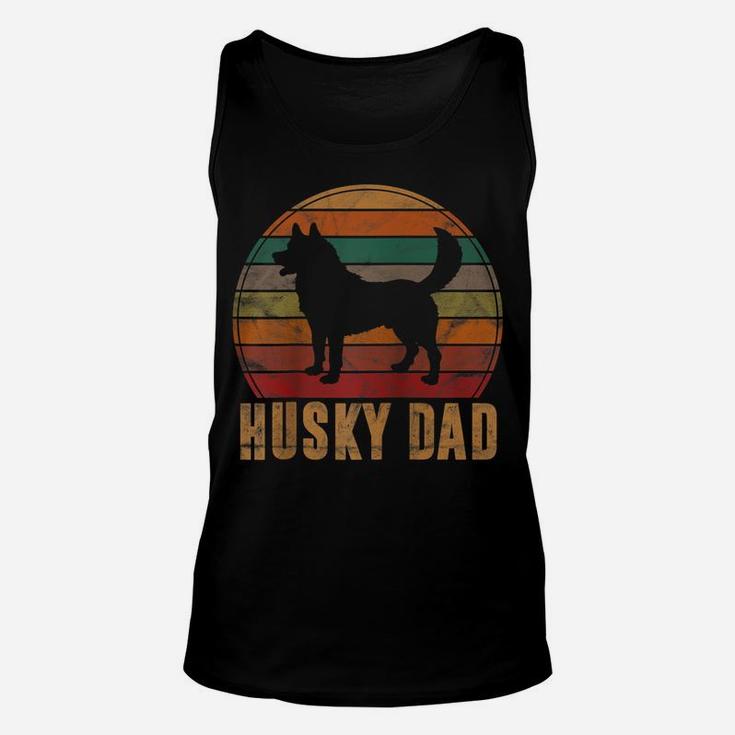 Retro Husky Dad Gift Dog Owner Pet Siberian Huskies Father Raglan Baseball Tee Unisex Tank Top