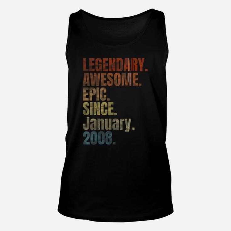 Retro Legendary Since January 2008 T Shirt 12 Years Old Zip Hoodie Unisex Tank Top
