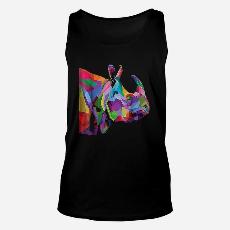 Rhinoceros  Colorful Rhino's Head Pop Art Unisex Tank Top