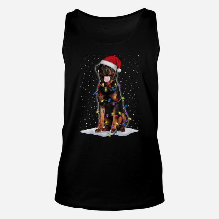 Rottweiler Santa Christmas Tree Lights Xmas Gifts Sweatshirt Unisex Tank Top