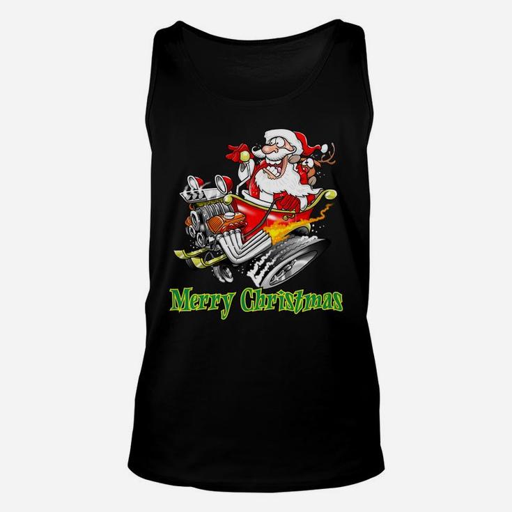 Santa Claus Hot Rod Sleigh Merry Christmas Sweatshirt Unisex Tank Top