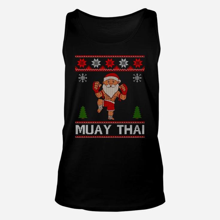 Santa Claus Muay Thai Training Christmas Ugly Sweatshirt Unisex Tank Top