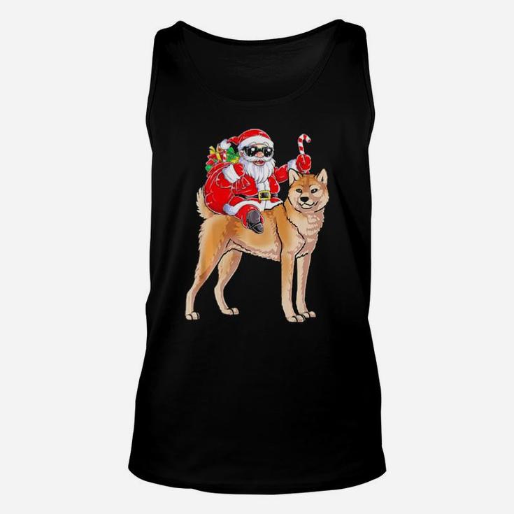 Santa Claus Riding Akita Xmas Gifts Dog Unisex Tank Top