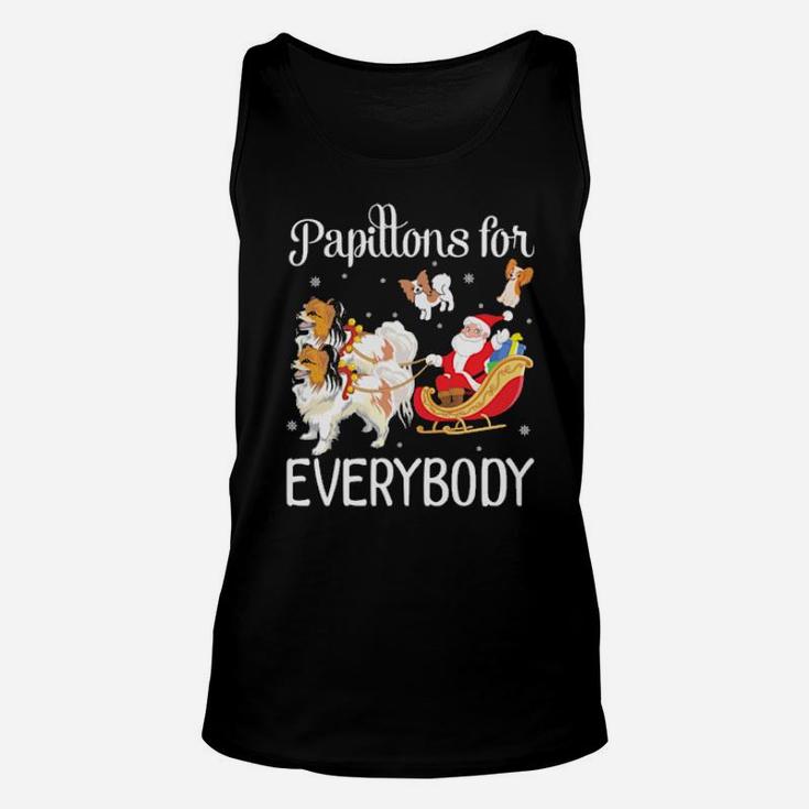 Santa Claus With Papillon Dogs Papillons For Everybody Merry Unisex Tank Top