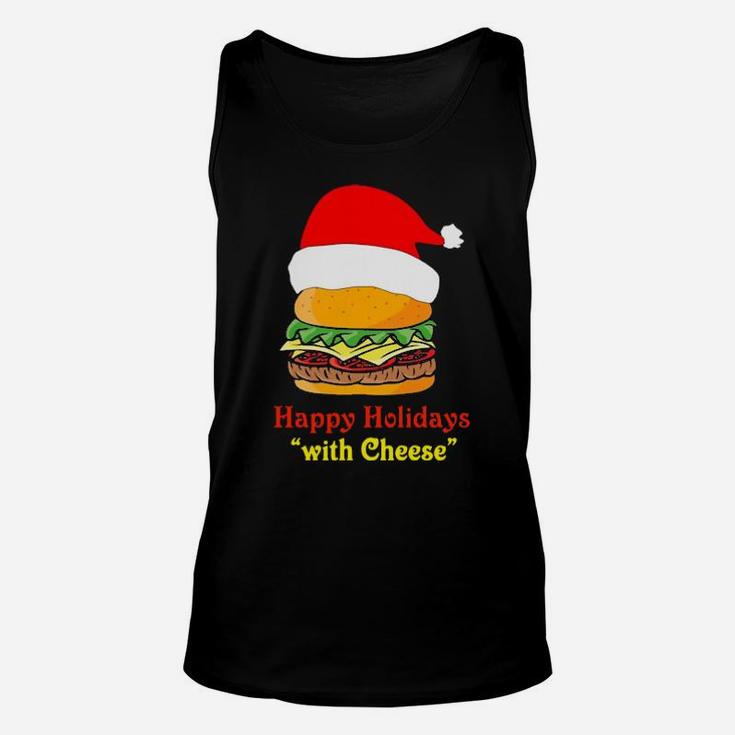 Santa Hamburger Happy Holidays With Cheese Sweater Unisex Tank Top