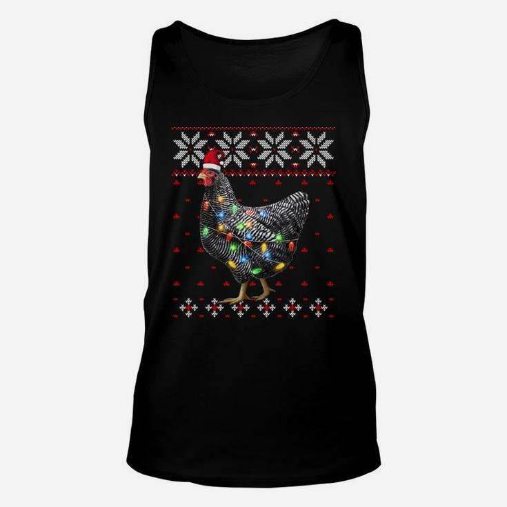 Santa Hat Christmas Lights Chicken Sweater, Funny Xmas Tree Sweatshirt Unisex Tank Top