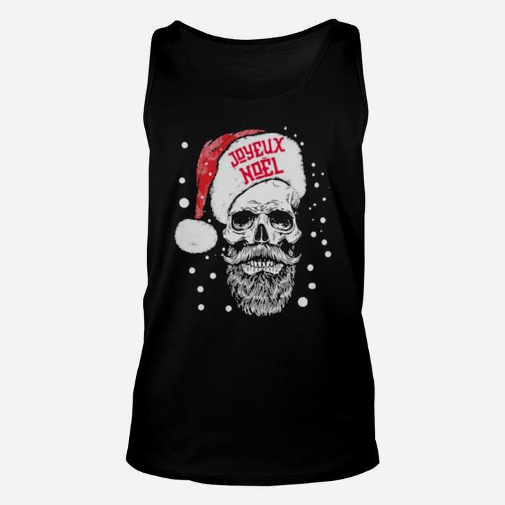 Santa Skull Joyeux Noel Unisex Tank Top