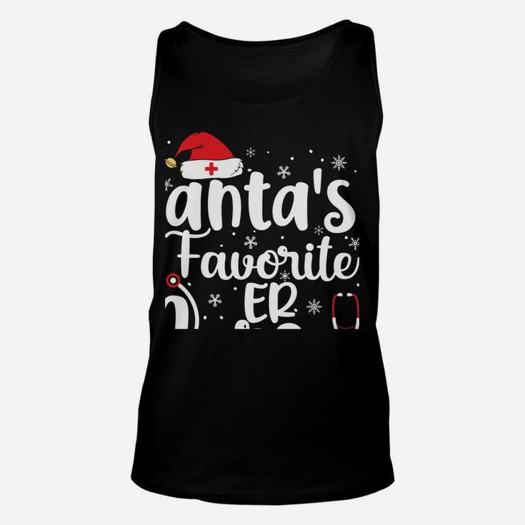 Santa's Favorite Er Nurse Merry Christmas Cute Nurse Gifts Sweatshirt Unisex Tank Top