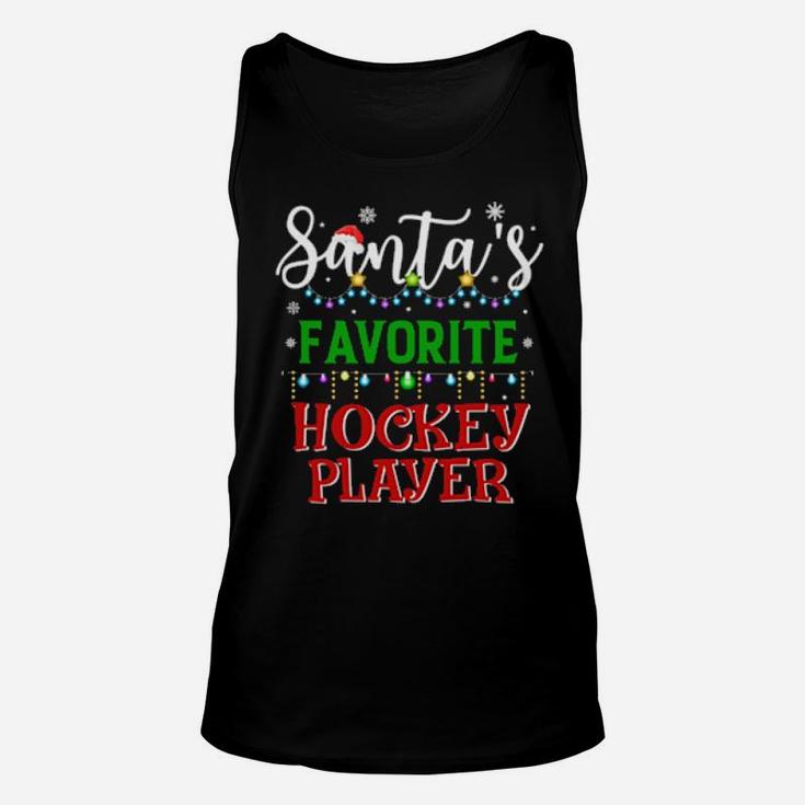 Santa's Favorite Hockey Player Matching Family Xmas Unisex Tank Top