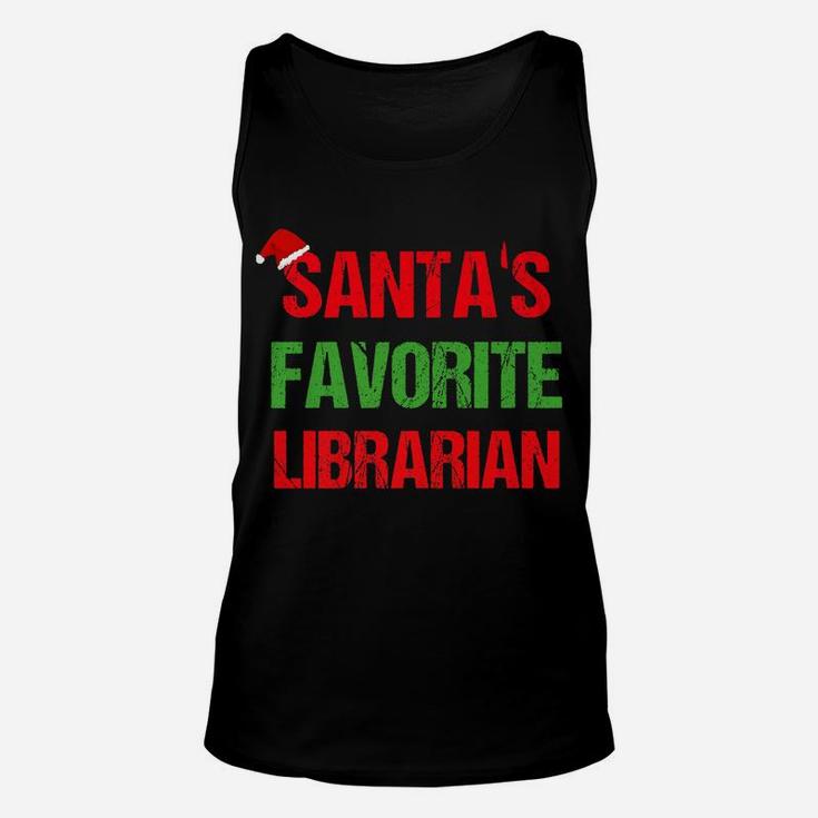 Santas Favorite Librarian Funny Ugly Christmas Shirt Unisex Tank Top