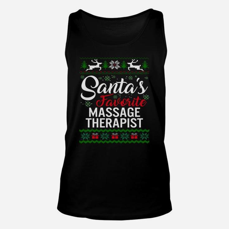 Santas Favorite Massage Therapist Christmas Ugly Family Sweatshirt Unisex Tank Top
