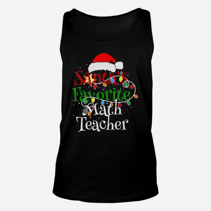 Santa's Favorite Math Teacher Christmas Santa Hat Lights Unisex Tank Top