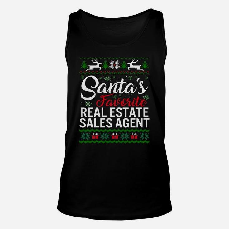 Santas Favorite Real Estate Sales Agent Christmas Ugly Famil Sweatshirt Unisex Tank Top