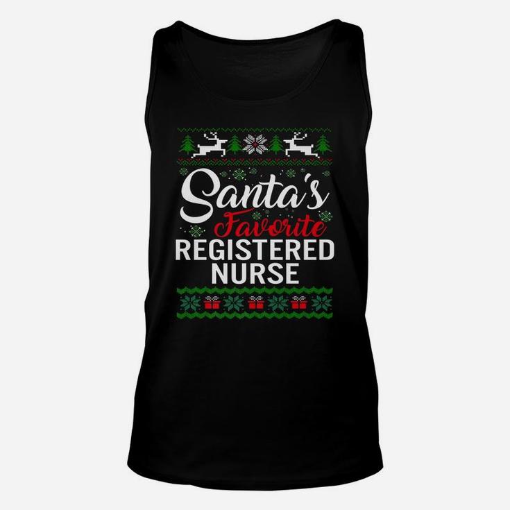 Santas Favorite Registered Nurse Christmas Ugly Family Unisex Tank Top