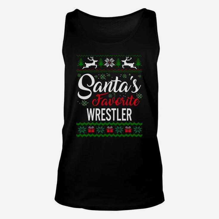 Santas Favorite Wrestler Christmas Ugly Family Sweatshirt Unisex Tank Top