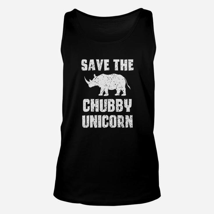 Save The Chubby Unicorn  Funny Rhino Lover Unisex Tank Top