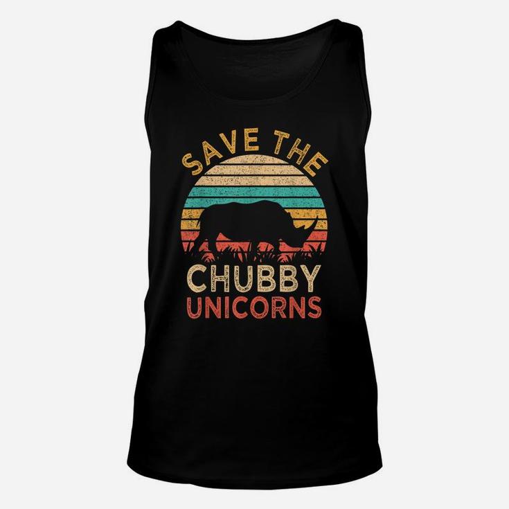 Save The Chubby Unicorns Vintage Funny Rhino Animal Rights Unisex Tank Top