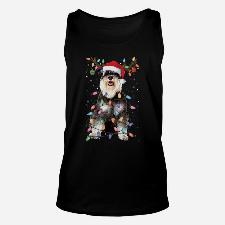 Schnauzer Christmas Reindeer Light Pajama Dog Lover Xmas Sweatshirt Unisex Tank Top