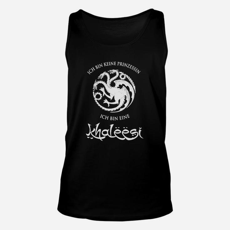 Schwarzes Damen-Unisex TankTop mit Drachenmotiv, Khaleesi Spruch