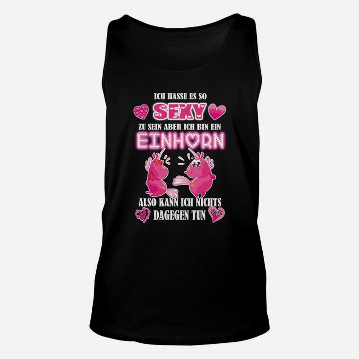 Schwarzes Einhorn Unisex TankTop mit Lustigem Spruch für Einhornfans