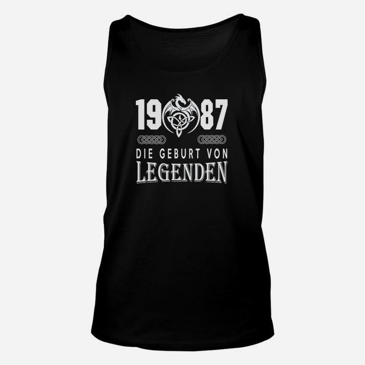 Schwarzes Unisex TankTop 1987 Die Geburt von Legenden, Vintage Design