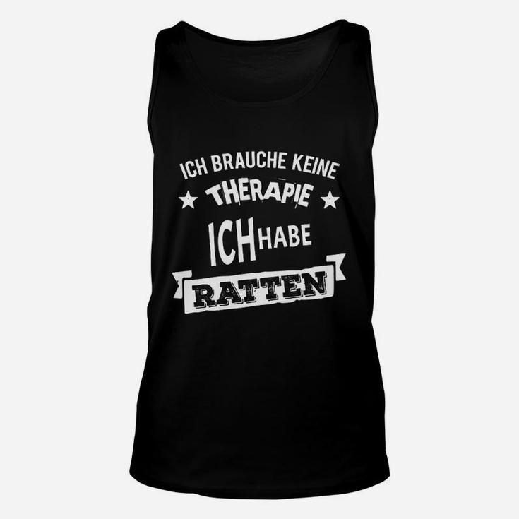 Schwarzes Unisex TankTop Keine Therapie, nur Ratten, Lustiges Unisex TankTop für Rattenfans