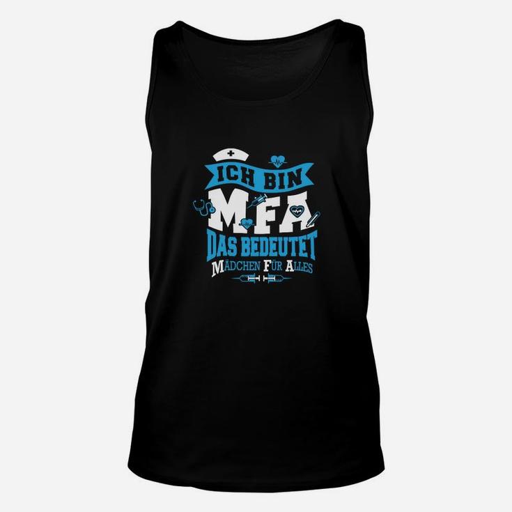 Schwarzes Unisex TankTop MFA – Mädchen für Alles, Lustiges Spruch-Unisex TankTop