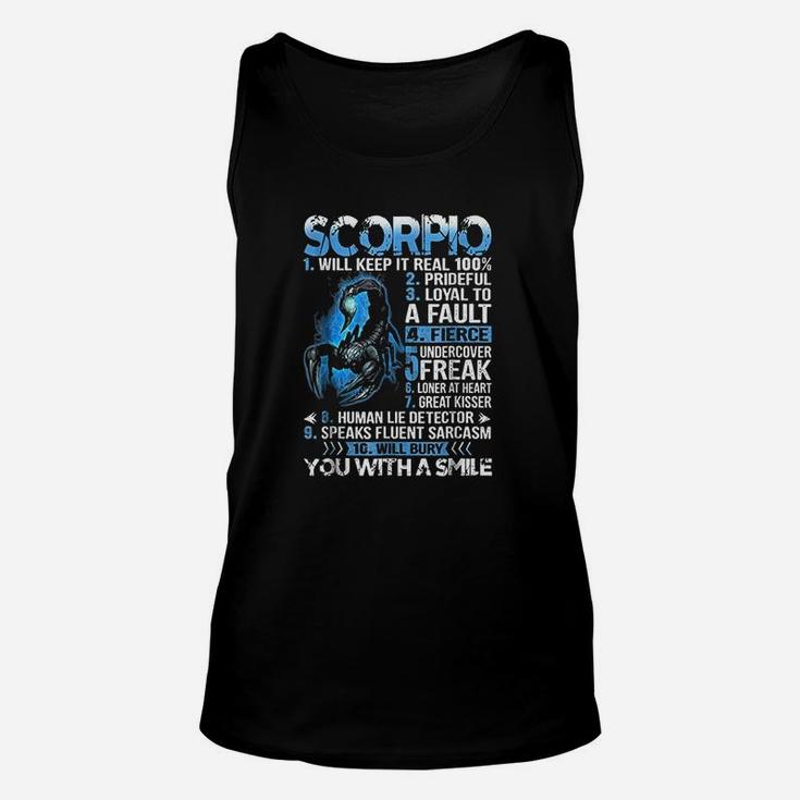 Scorpio Will Keep It Real Prideful Scorpio Zodiac Unisex Tank Top