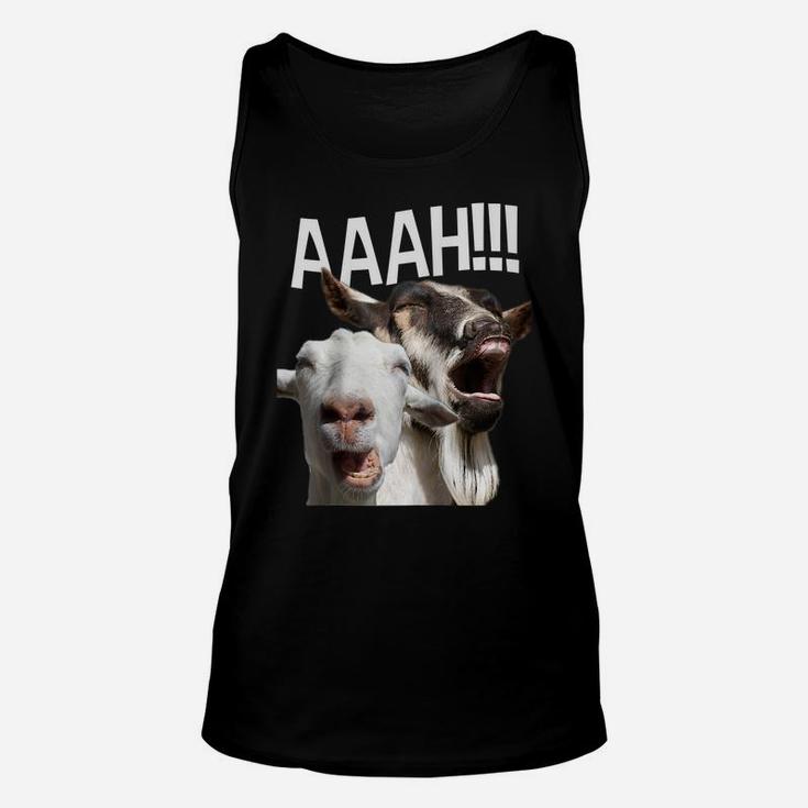 Screaming Goats Aaah Funny Crazy Goat Lover Print Raglan Baseball Tee Unisex Tank Top