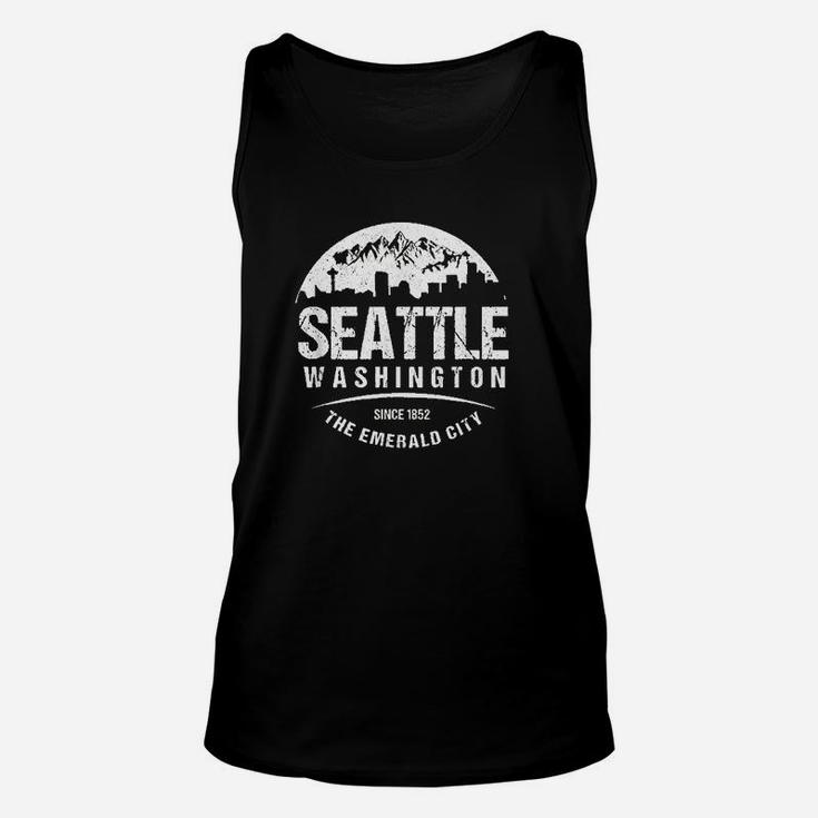 Seattle Washington City Skyline Grunge Art Retro Souvenir Unisex Tank Top