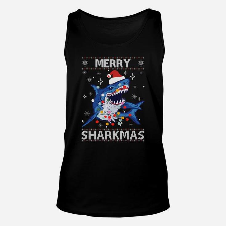 Sharkmas Funny Shark Ugly Christmas Sweaters Sweatshirt Unisex Tank Top