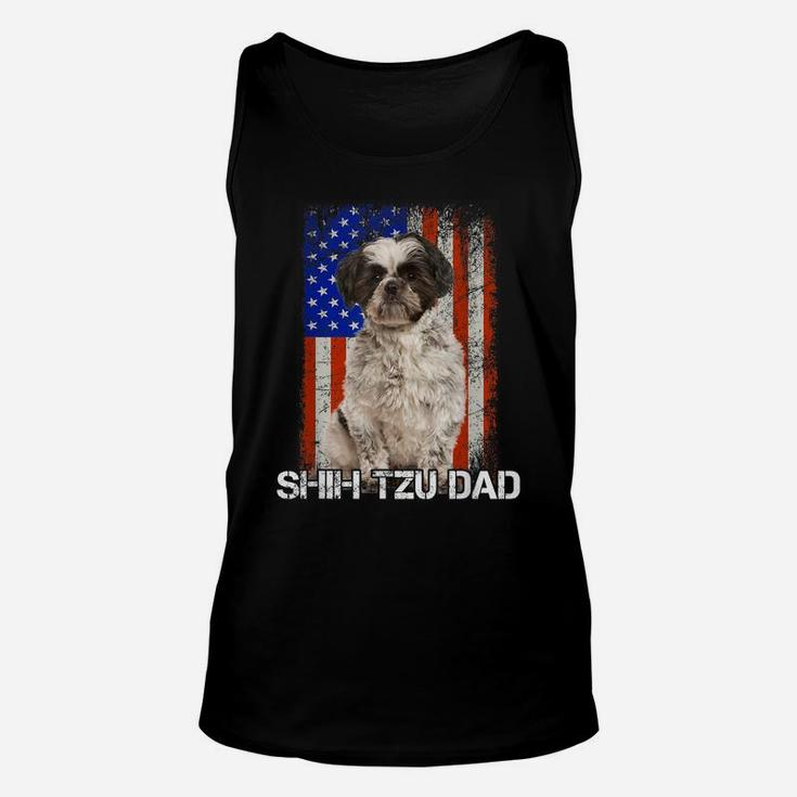 Shih Tzu Dog Dad Father Day American Flag Unisex Tank Top