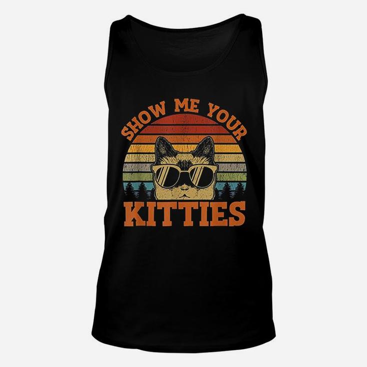 Show Me Your Kitties Funny Cat Lover Vintage Retro Sunset Unisex Tank Top