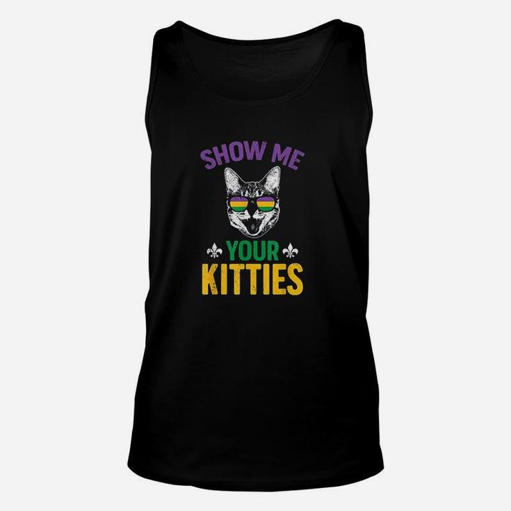 Show Me Your Kitties Funny Mardi Gras Carnival Humor Unisex Tank Top